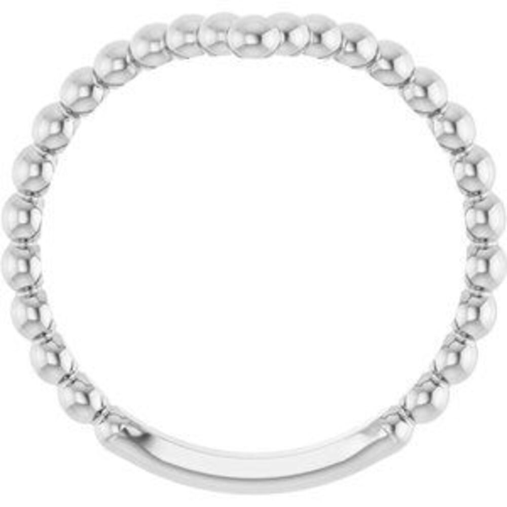 Sterling Silver Beaded Stackable V Ring - image 2